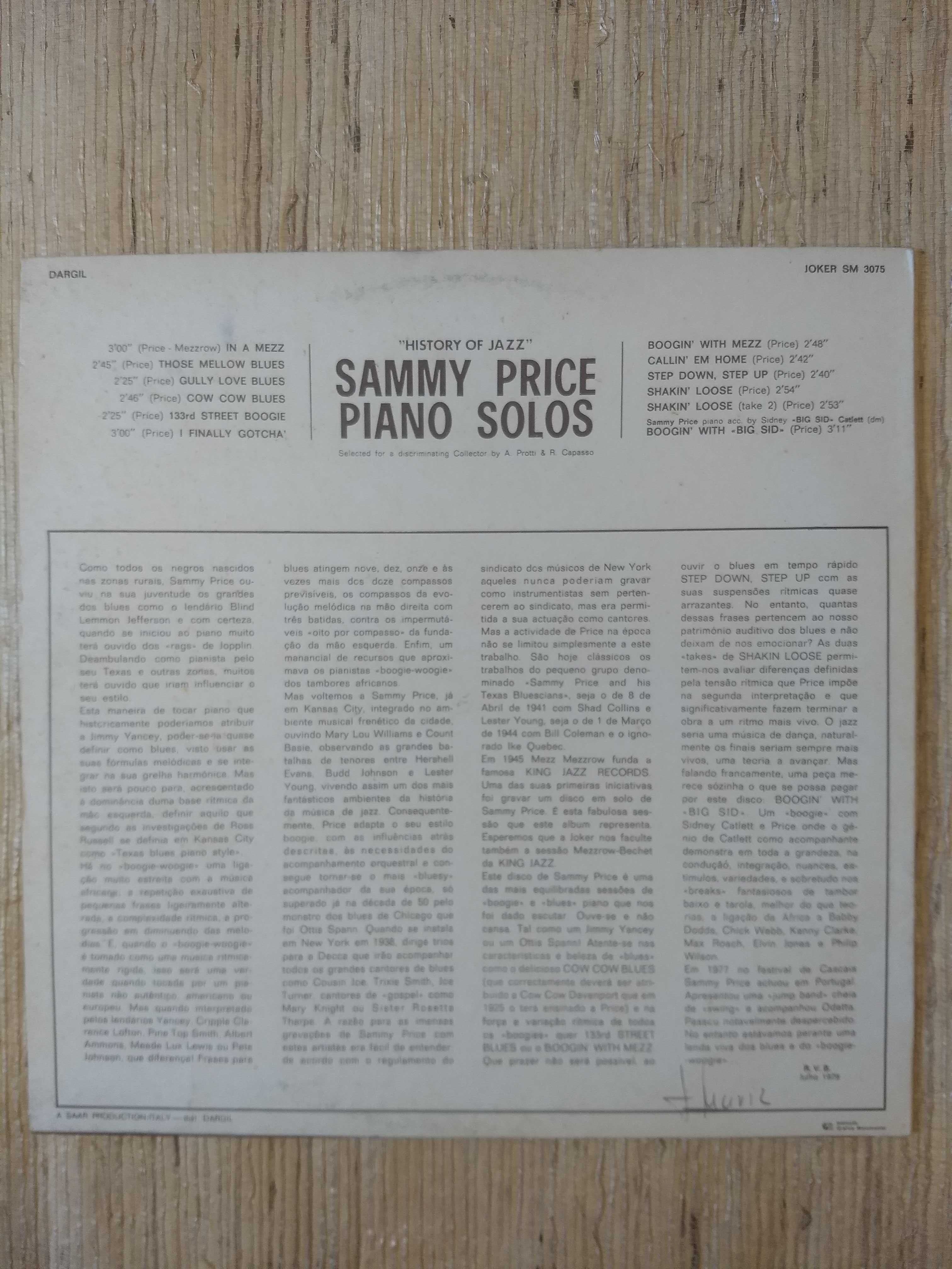 Disco Vinil LP, Sammy Price - Piano Solos