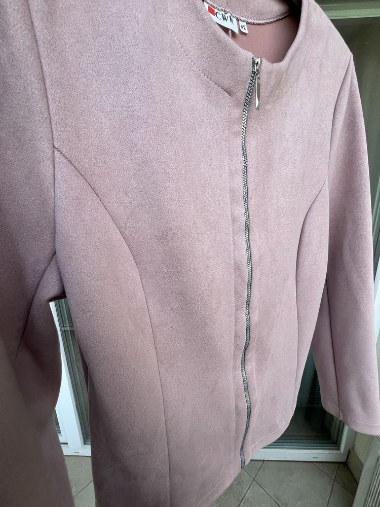 Zamszowa ramoneska w kolorze brudnego różu 42 XL