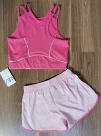 Zara zestaw sportowy top i szorty spodenki roz. XS