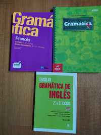 Livros gramática Francês, inglês e poruguês, 1º, 2º e 3º ciclo