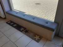 Panel tapicerowany siedzisko pikowane na parapet szare 200x26x6 cm