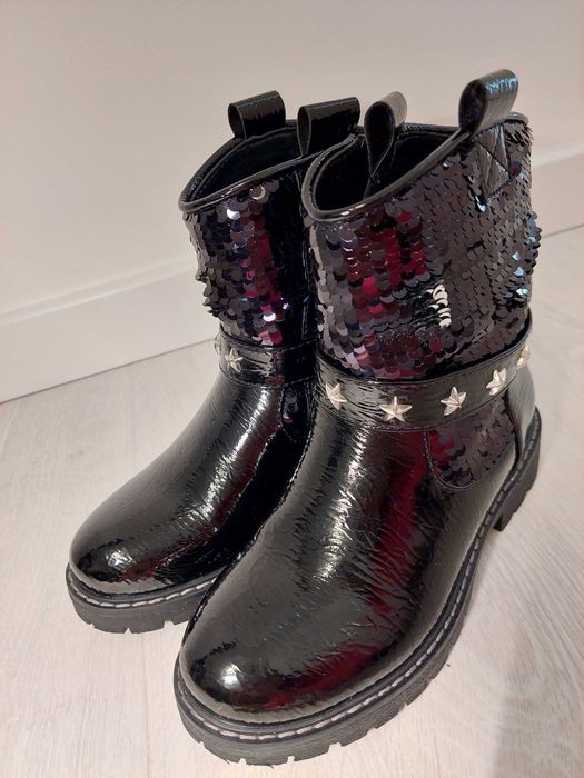 Buty botki 31 dziewczęce czarne jesienno-zimowe