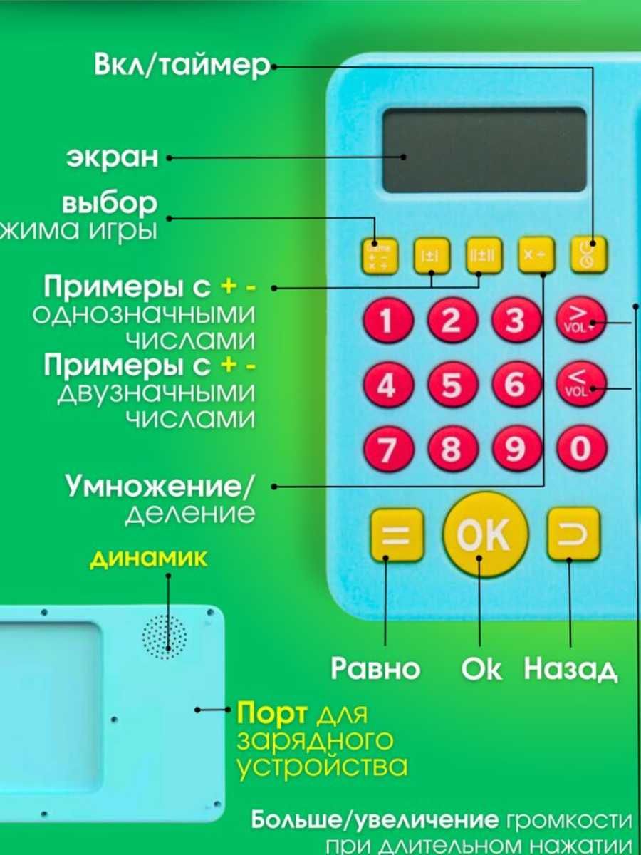 Математична гра, дитячий калькулятор з LCD дошкою для малювання
