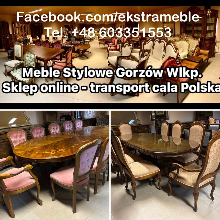 Stylowy Stół 6-12 Krzeseł Foteli Meble Stylowe Sklep Online Transport