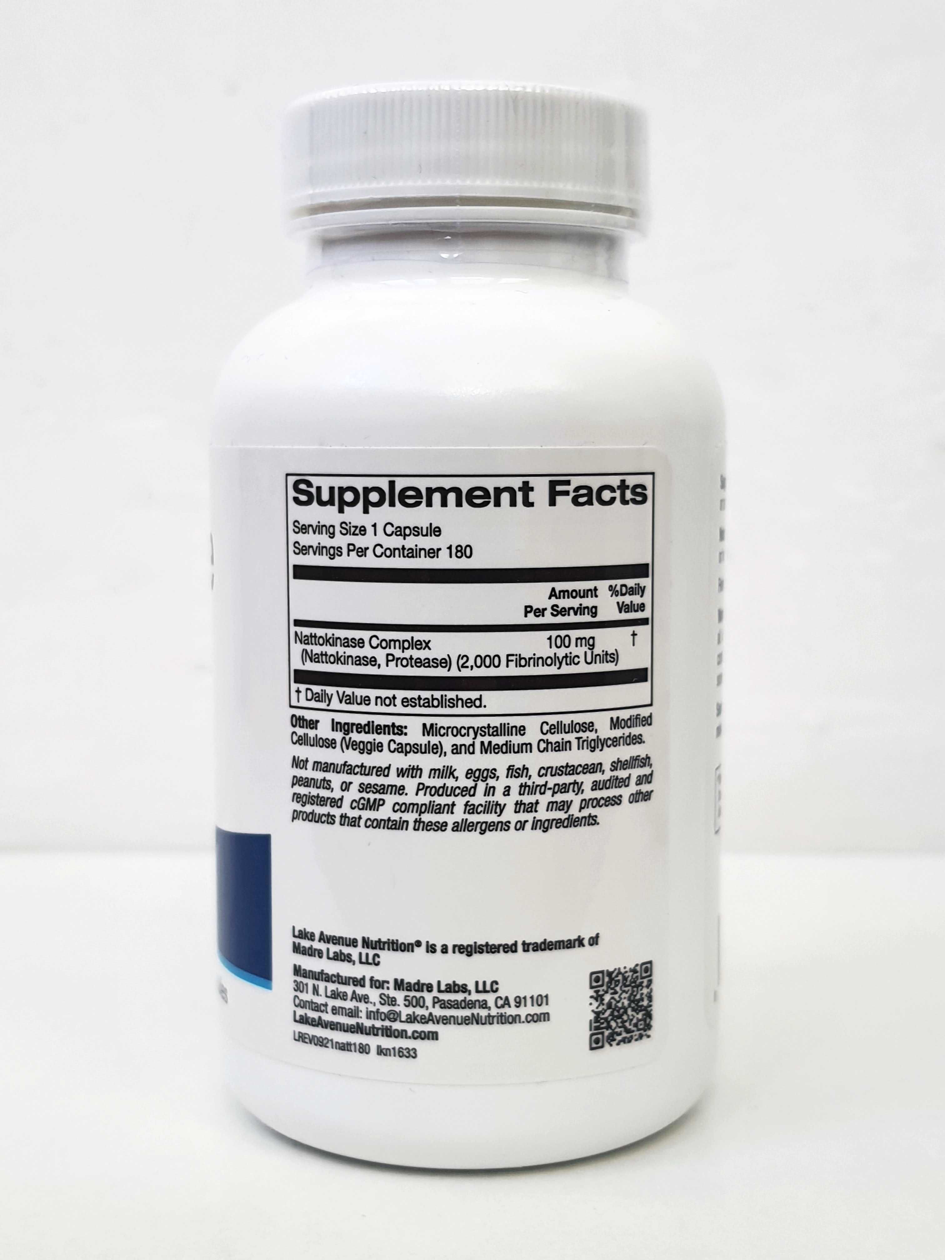 Наттокіназа Lake Avenue Nutrition, 2000 FU, 180 капсул