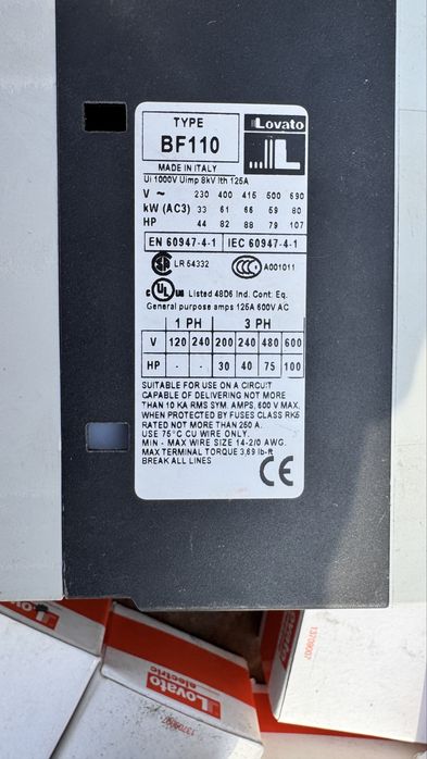 Контакторы Lovato, концевики