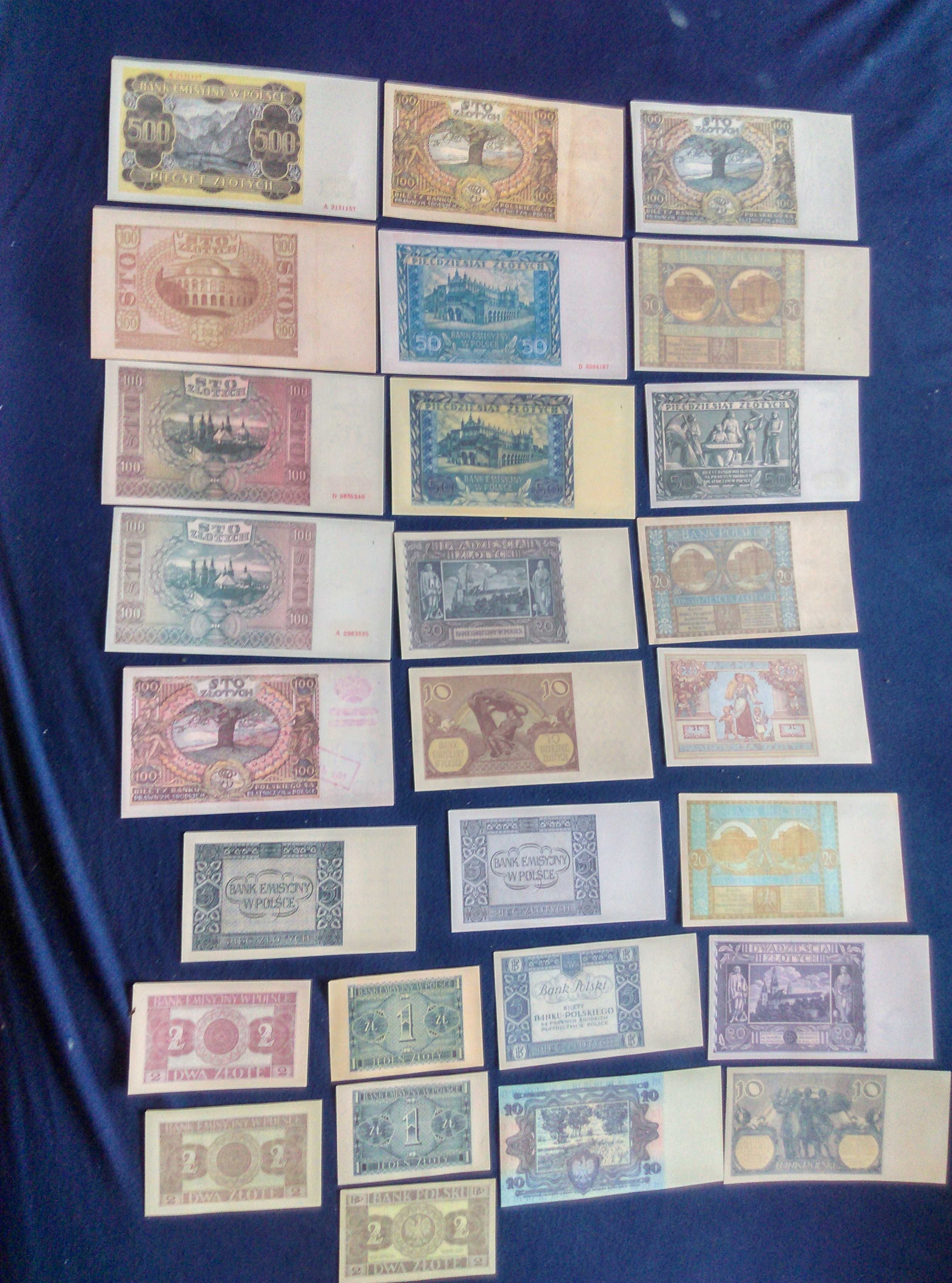 ZESTAW 29 sztuk banknotów międzywojennych i okupacyjnych