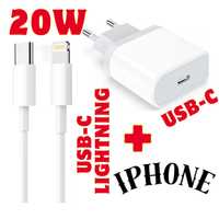Zestaw do iPhone - Ładowarka USB-C + kabel USB-C do Lightning !| BIAŁY