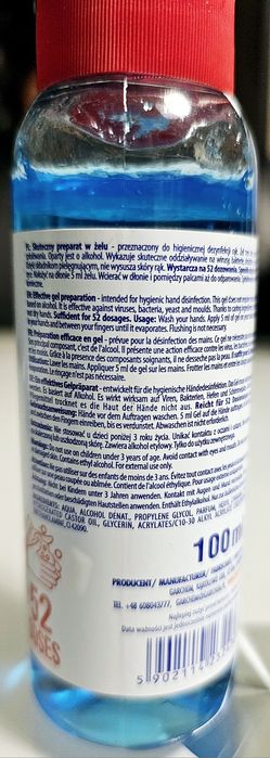 Żel antybakteryjny z dozownikiem, bez spłukiwania 100 ml