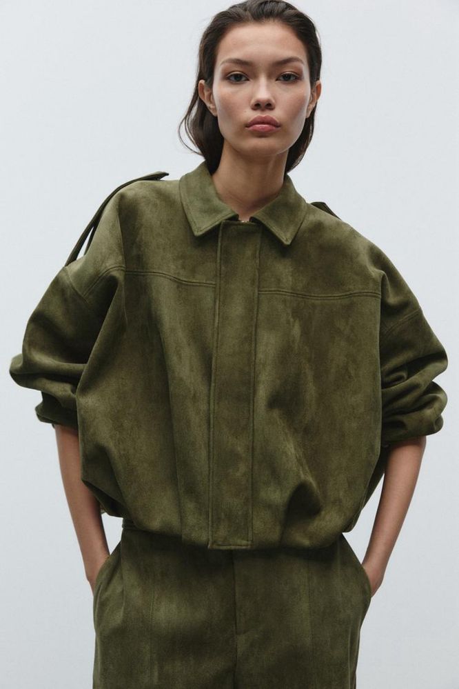 Трендовий замшевий бомбер куртка Zara 4344/155/533