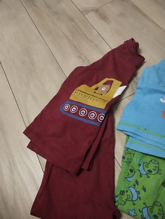 Trzy piżamy Peppa koparki długie i krótka r 86/92