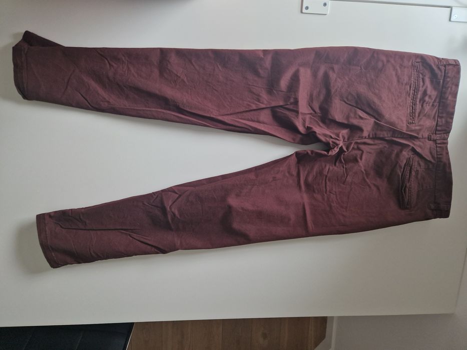 Spodnie jeansowe bordowe rurki skinny Pull&Bear 40 31
