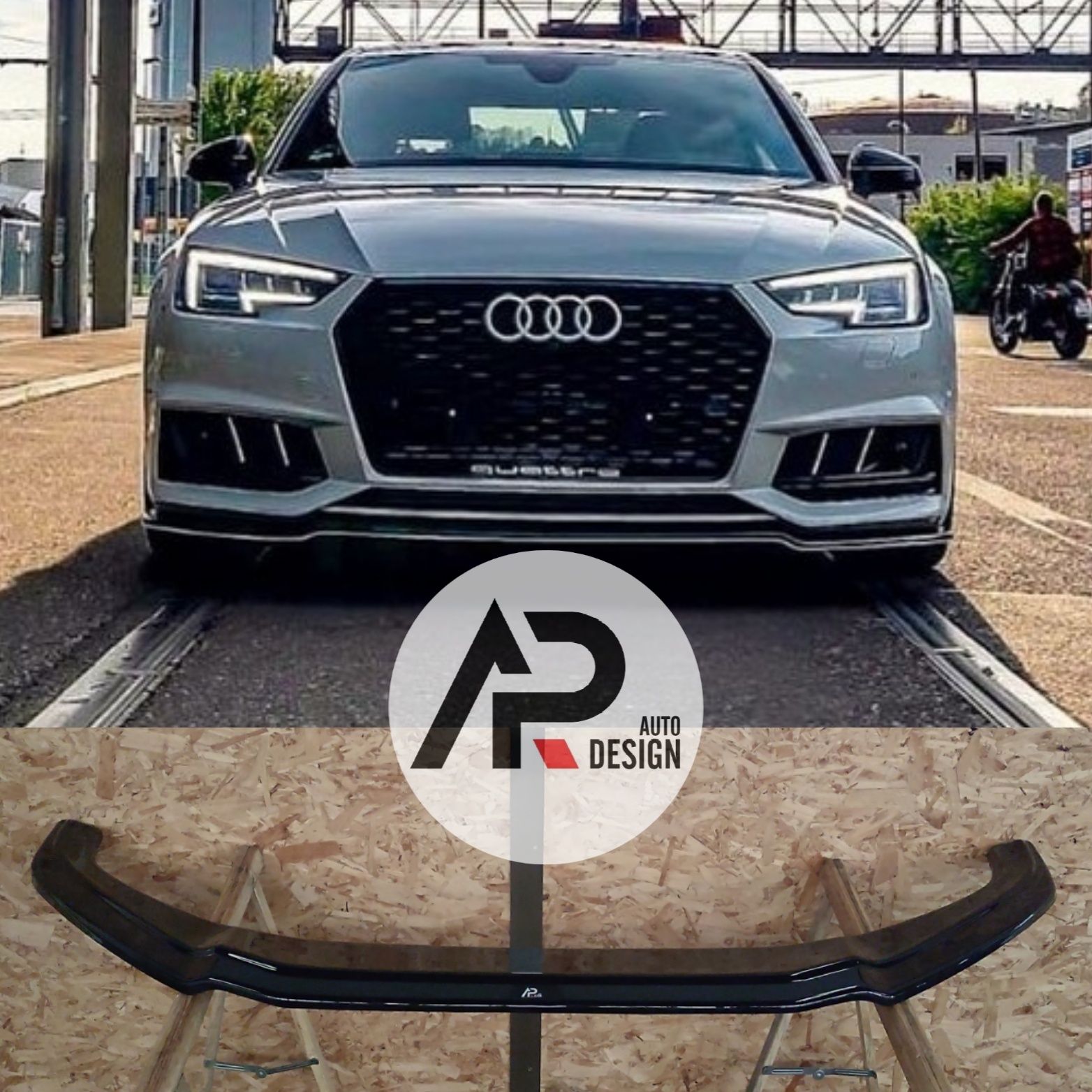 Audi A4 B9 Lip Aba Lamina Frontal RS Preto brilhante