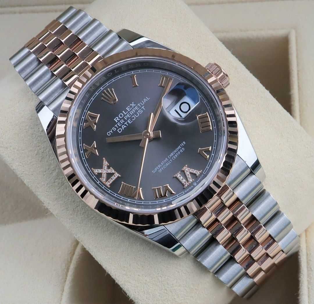 Rolex Datejust 36mm двоколірний/сірий