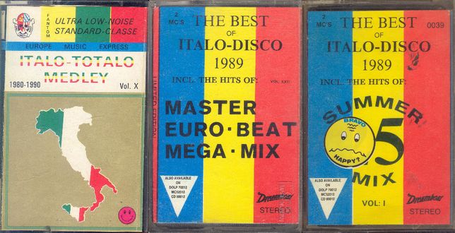 Italo Disco - zestaw (3 szt.) unikatowych kaset magnetofonowych