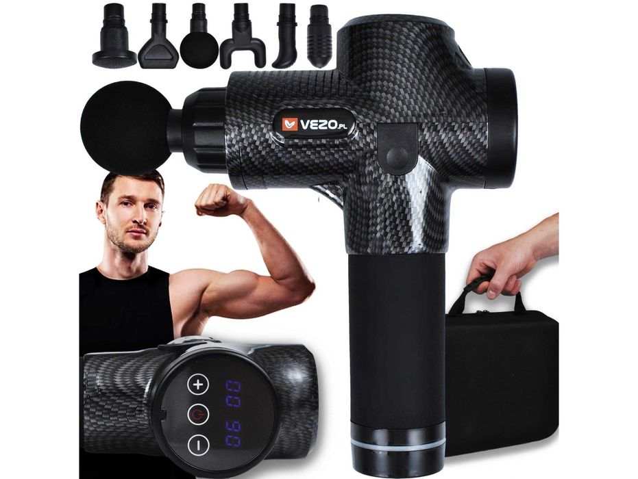 Pistolet do masażu pleców ciała masażer massage gun zestaw 6