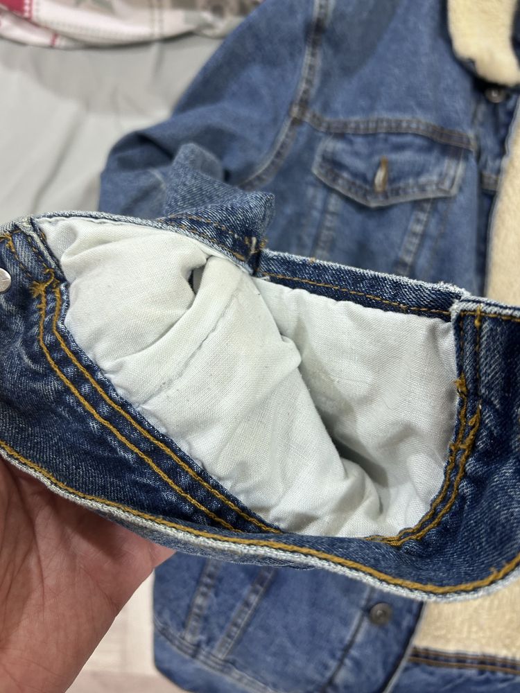 Продам джинсовую куртку шерпа, мех, Zara man