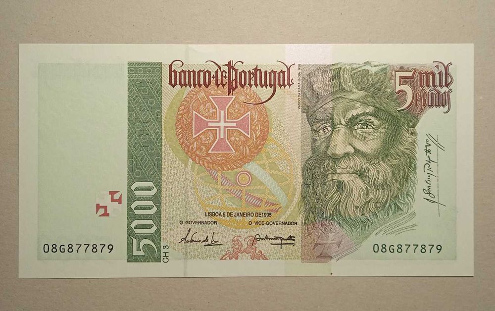 Nota 5 mil escudos 1995 Vasco da Gama NOVA - Envio Gratis