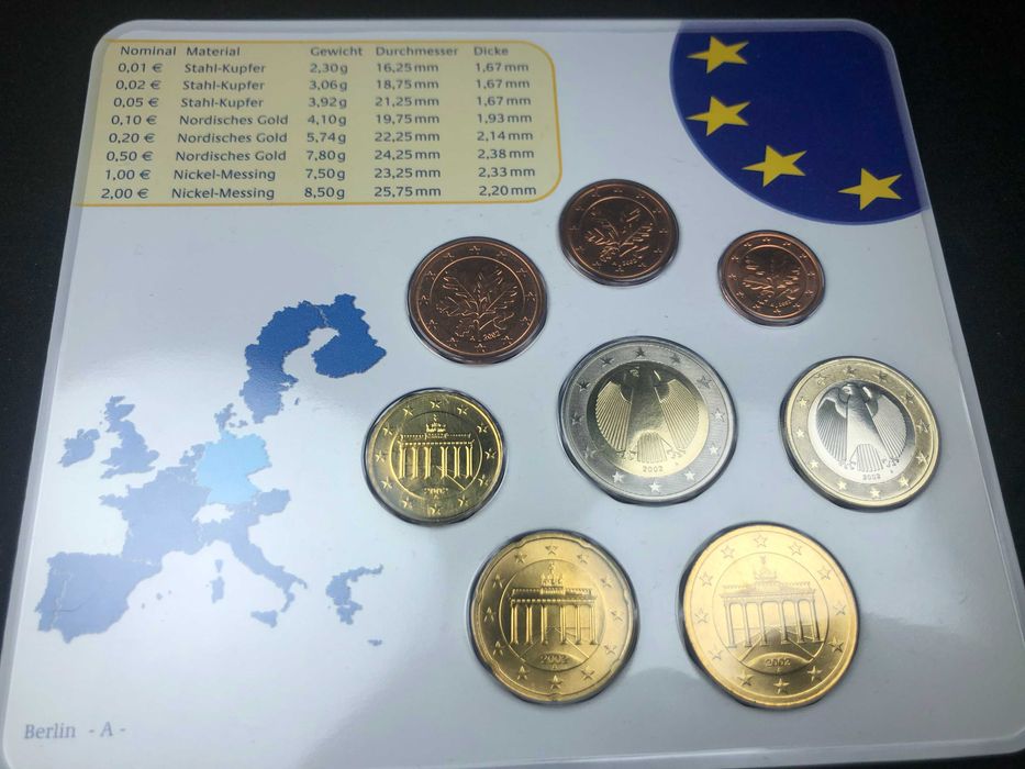 Set Anual Euros Alemanha 2002 UNC Letra A - Berlim com Blister
