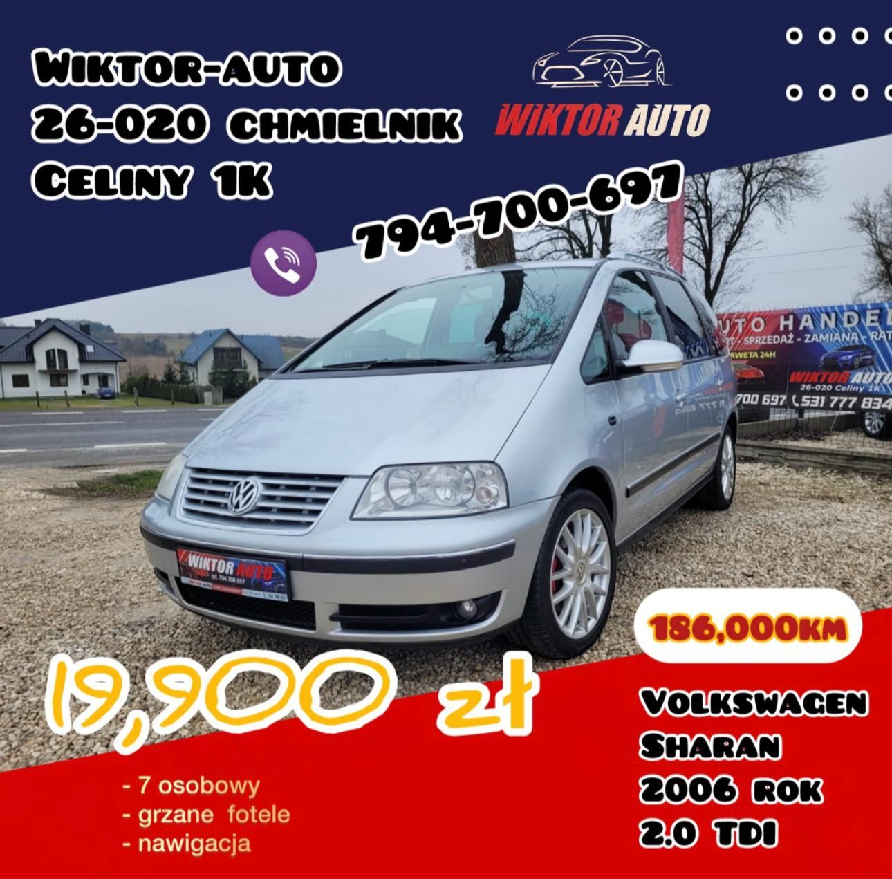 VW Sharan*2006 rok*2,0 TDI*187 przebiegu*7 osobowy*Super stan*