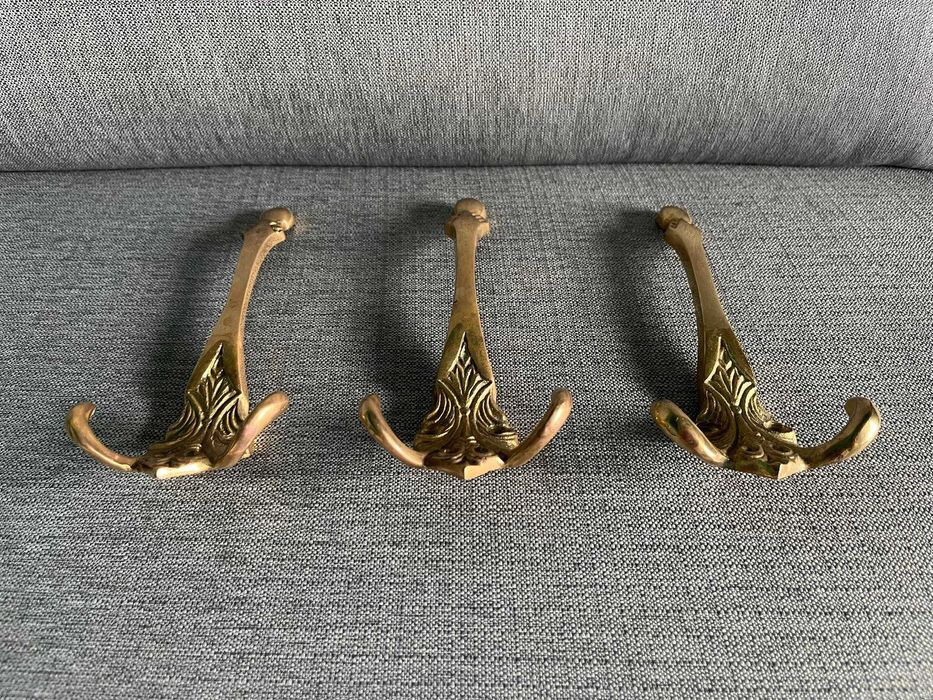 Mosiężne wieszaki, wieszaki z mosiądzu - 3 sztuki