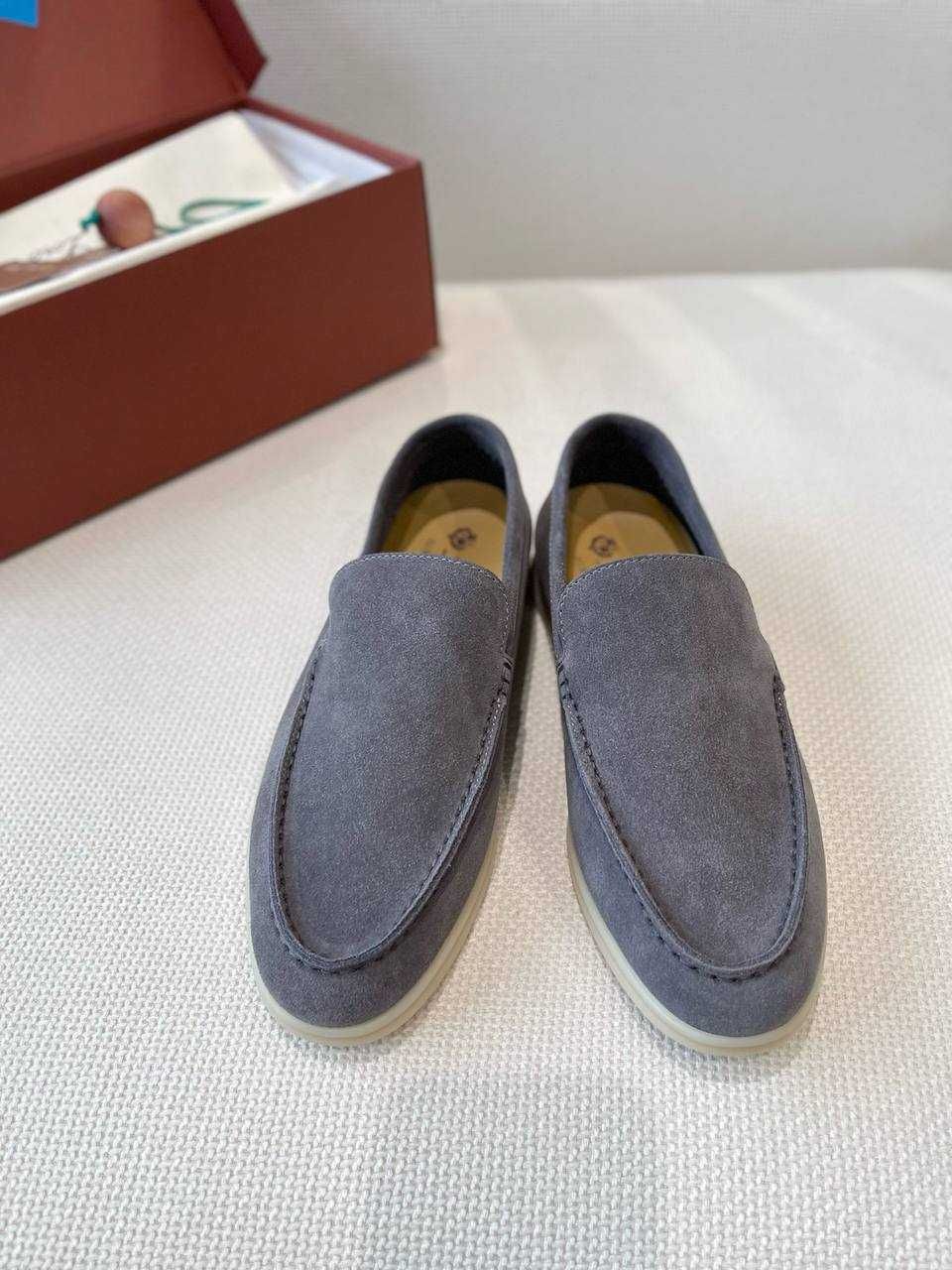 Мужские серые лоферы Loro Piana Summer Walk чоловічі лофери Лоро Піана