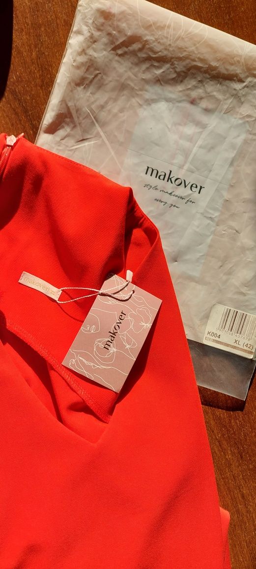 Makeover r.XL czerwona sukienka bez rękawów / Made in Poland