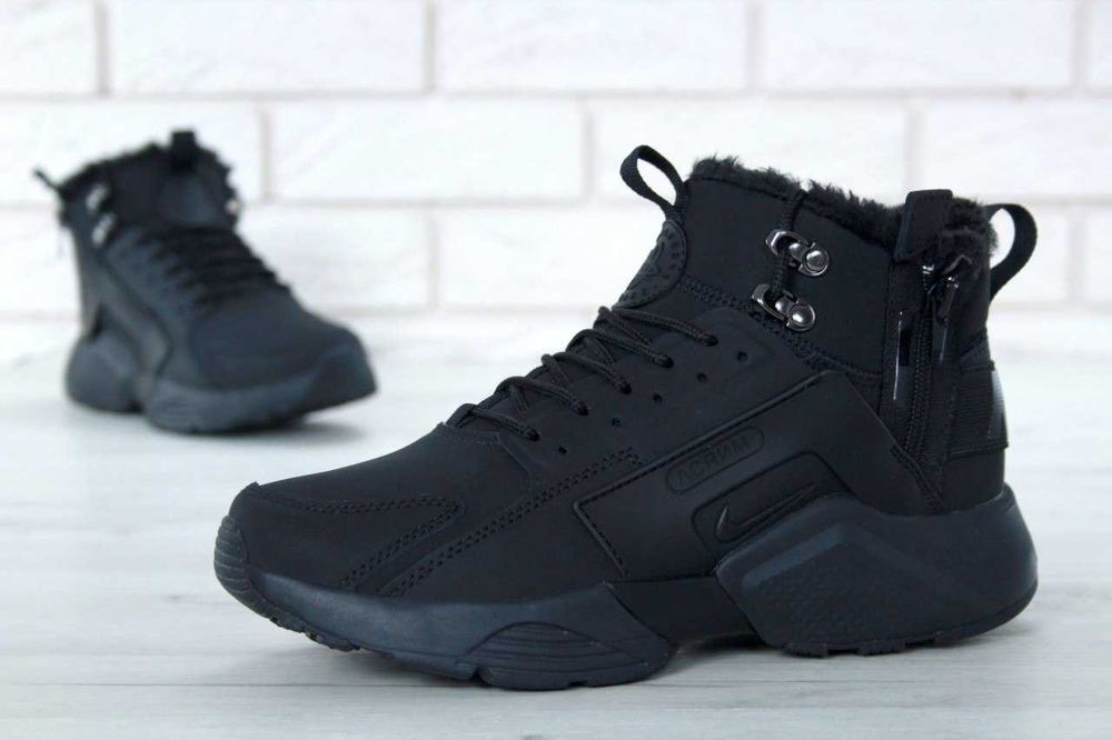 Мужские зимние кроссовки с мехом Nike Huarache Acronym "Black" 40-45