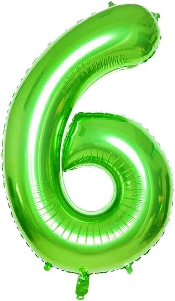 urodzinowy balon cyfra 6  zielony 101 cm  2 sztuki