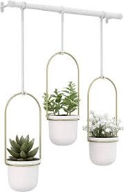 Kwietnik Wiszący Umbra Triflora 3 white brass