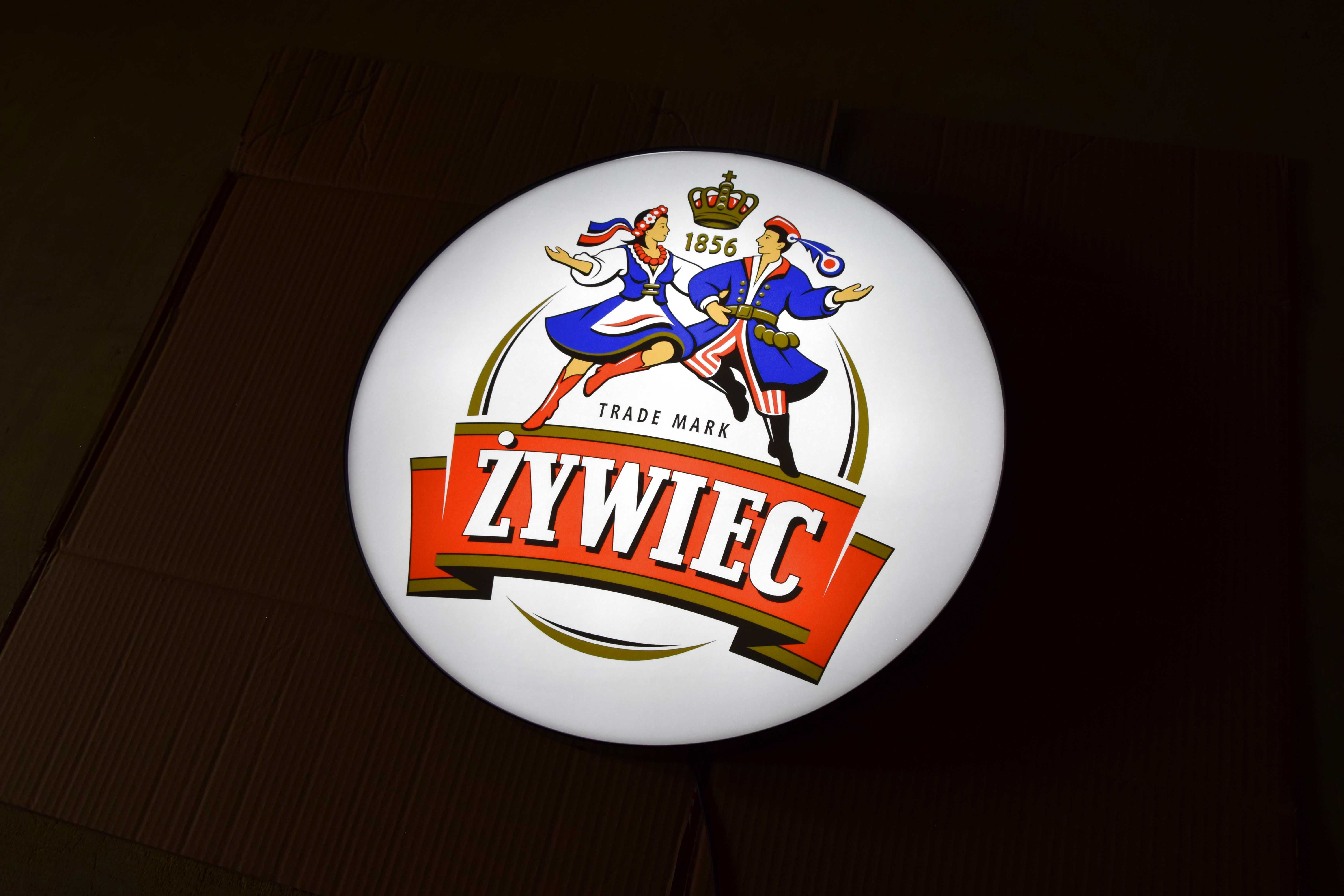 Reklama LED do baru ŻYWIEC, Podświetlane logo Żywca, Szyld, Baner 3D