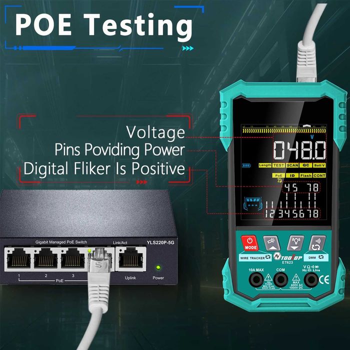 Tooltop et622/623 - Testador e Mapeador de cabos de rede / Poe tester