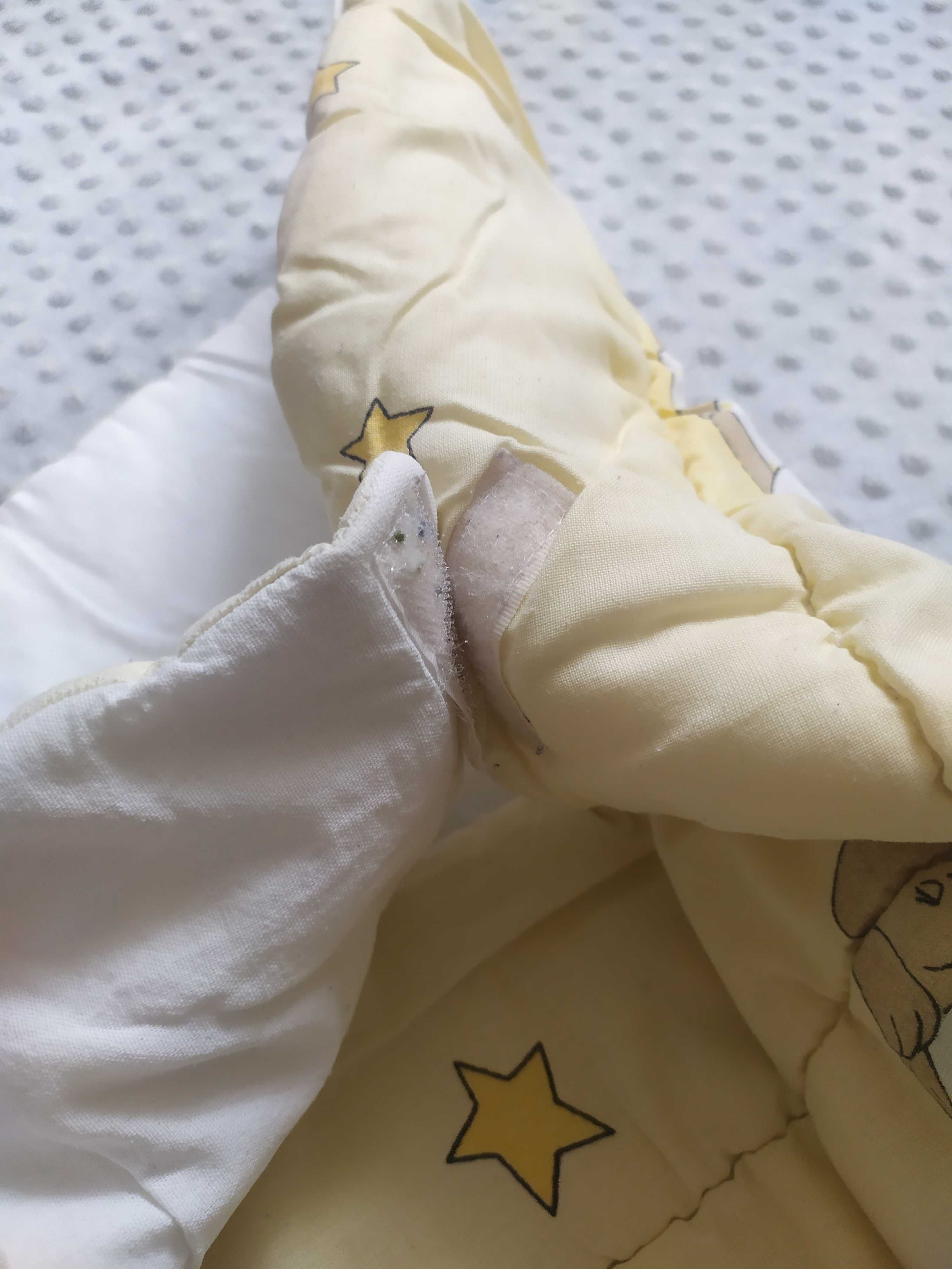 Rożek niemowlęcy żółty otulacz misie