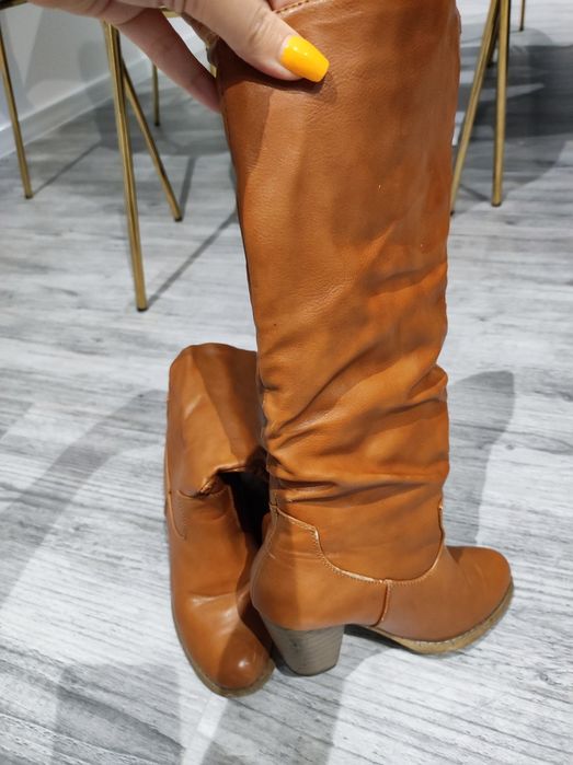 Kozaki buty kowbojki camel rudy ociemnie