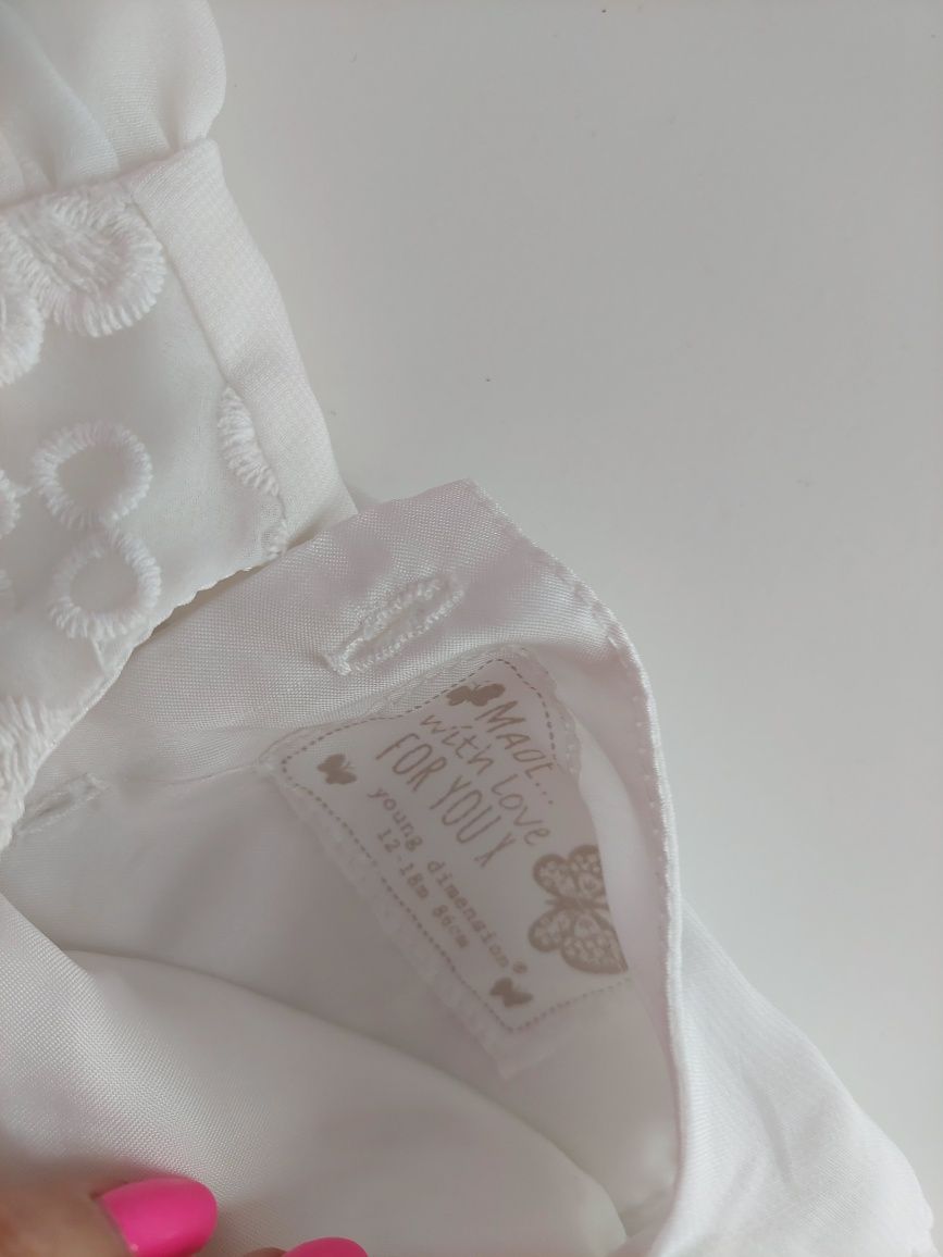 Biała sukienka elegancka tiulowa z koronką young dimension 12-18m 80-8