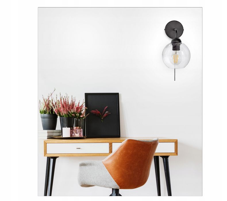 Kinkiet Luxolar czarny, przezroczysty E27 60 W 2 sztuki