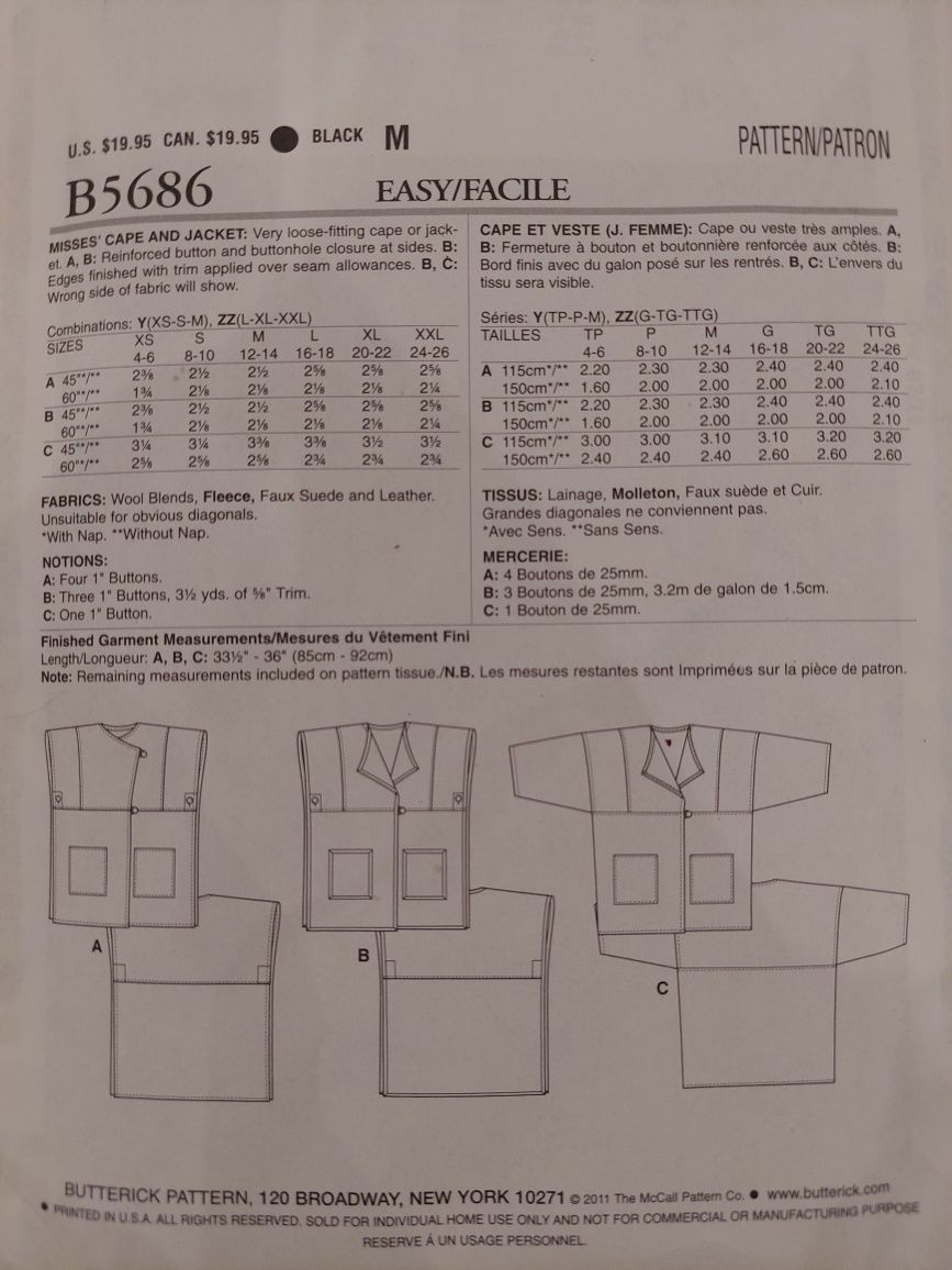 Krój do szycia, płaszcze damskie