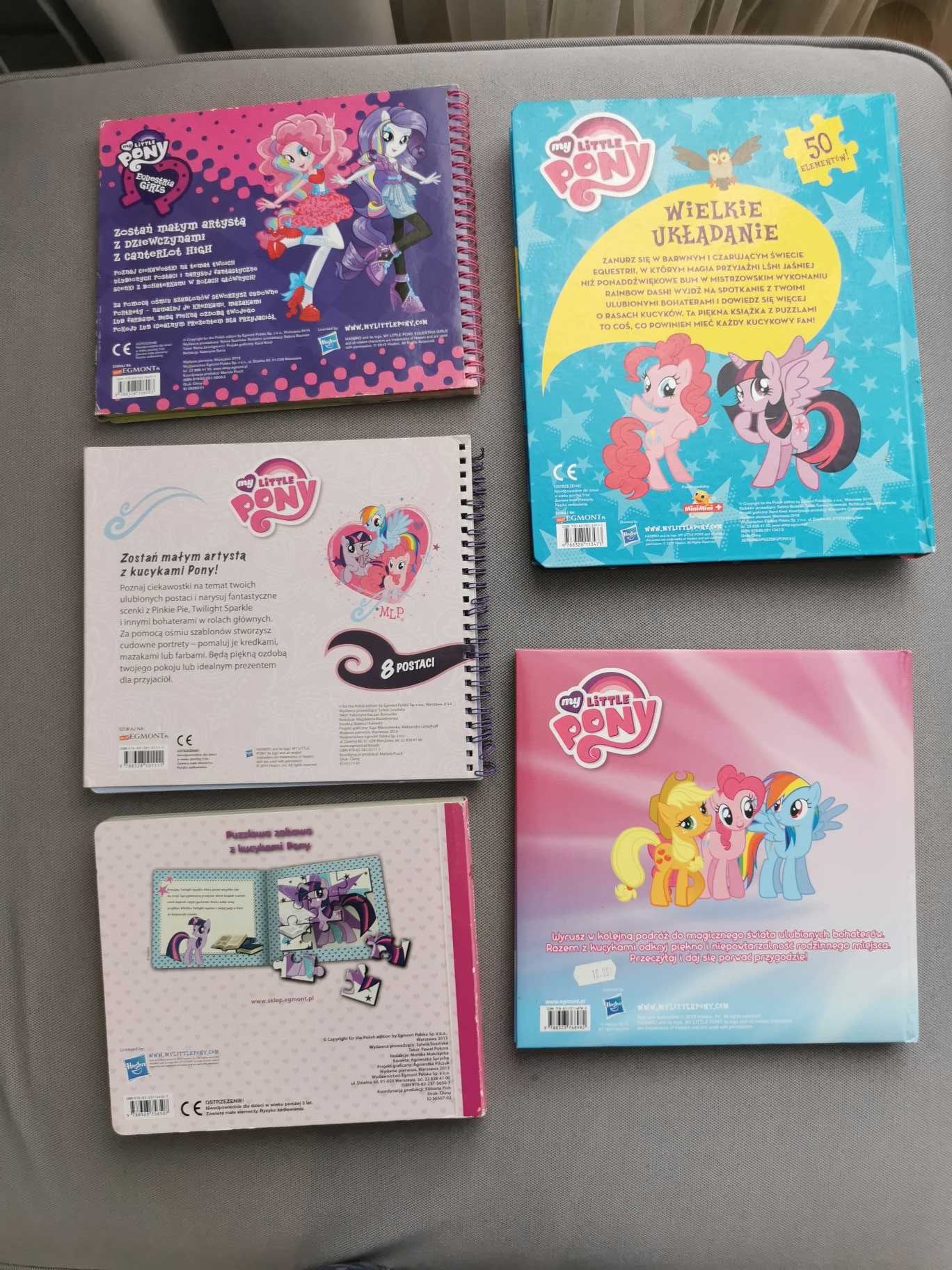 My Little Pony 5 szt, książka, puzzle, rysowanie szablony