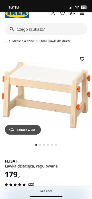 Ławka dziecięca Ikea flisat regulowana