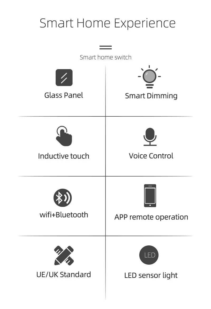 Умный Wi-Fi диммер-выключатель ANDELI,сенсорный Tuya, Alexa Серый