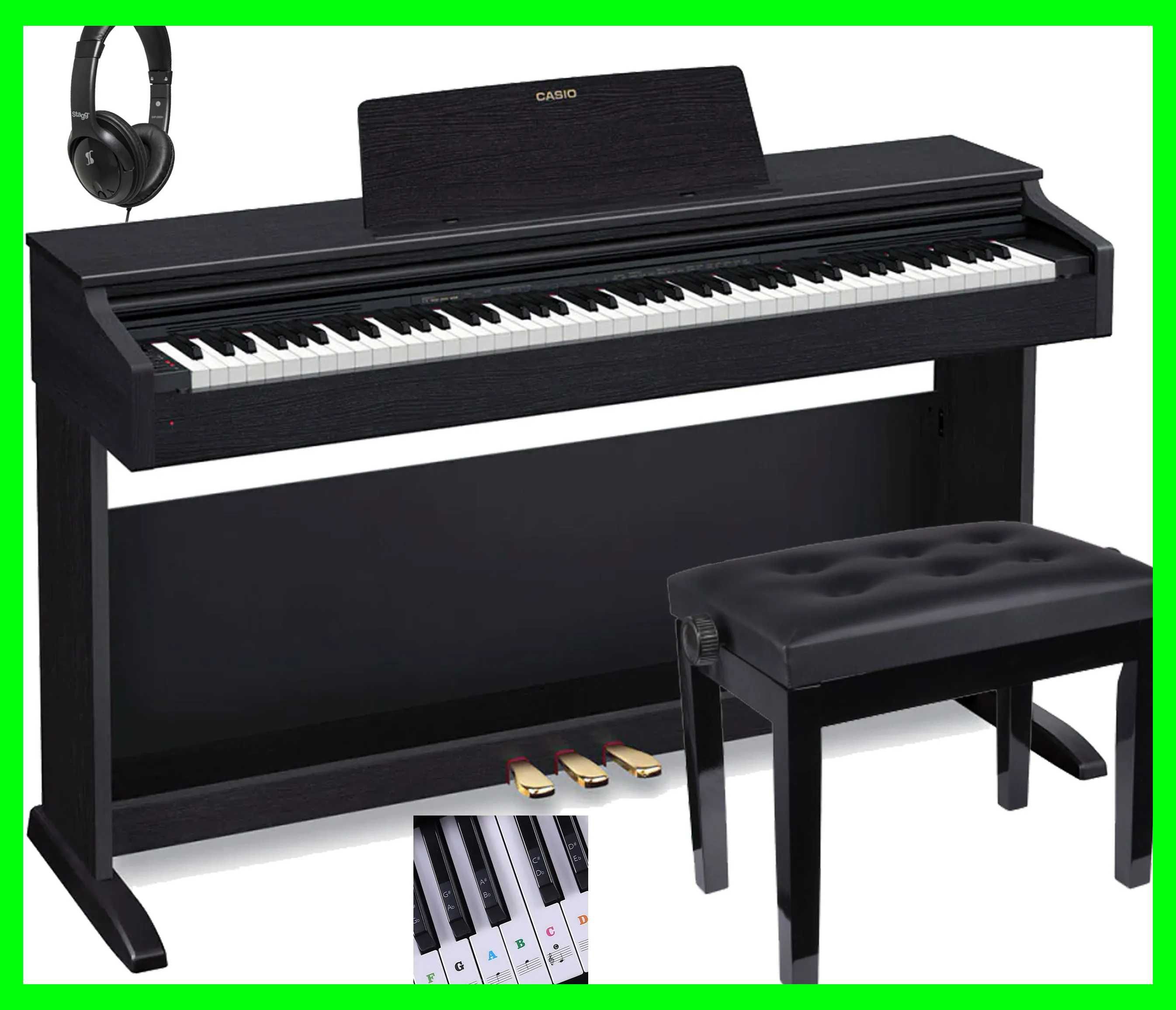 CASIO AP-270 BK CZARNE PIANINO + Ława + Słuchawki + Naklejki | ZESTAW