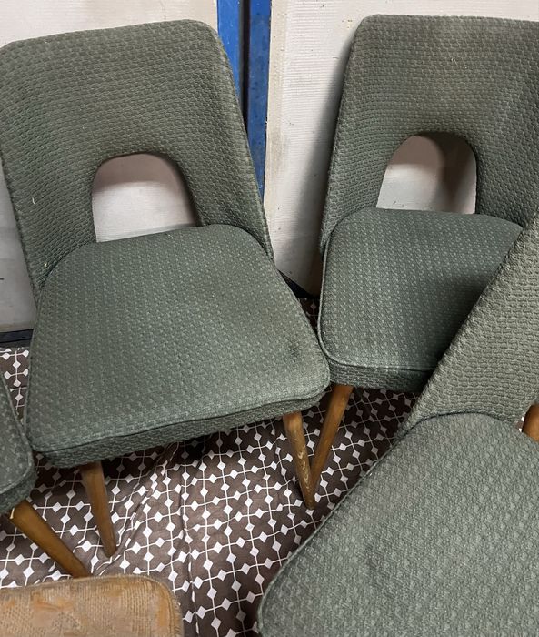 Krzesła PRL muszelka-komplet 5 sztuk, do renowacji