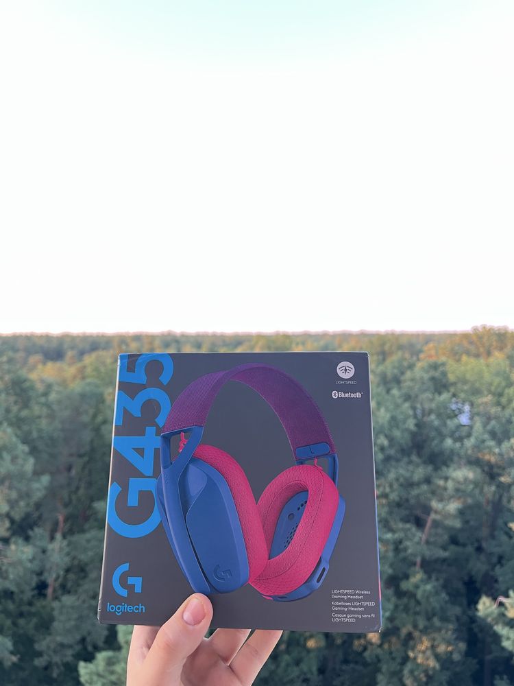 наушиники logitech g435 розово-синие