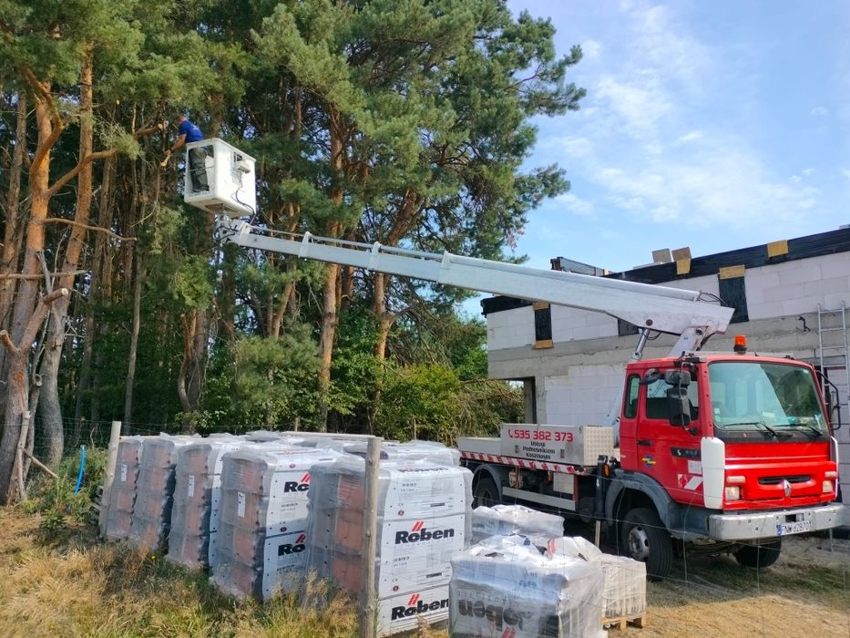 Wynajem podnośnika koszowego 34m i 22m wycinka drzew