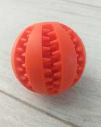 Gryzak dla psa, pomarańczowa gumowa piłka na smakołyki