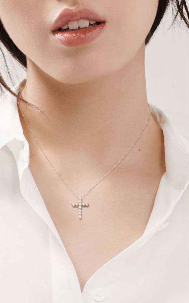 Кольє хрест в стилі Tiffany&Co Біле золото