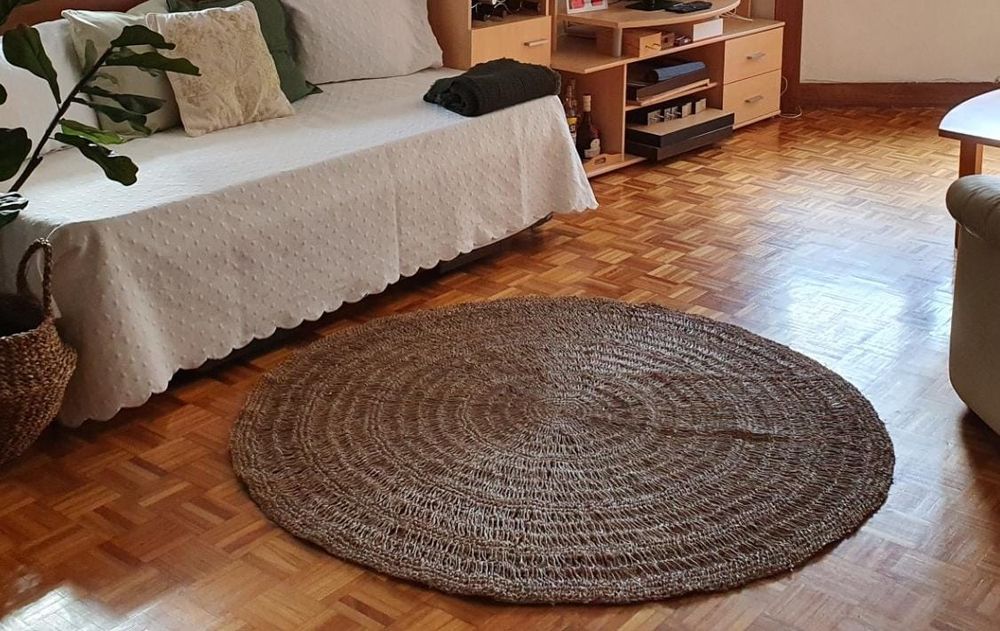 Tapete redondo de palha natural D 150cm