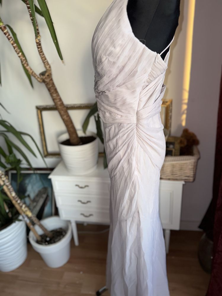 Tiulowa drapowana sukienka maxi L 40 XL 42 asos