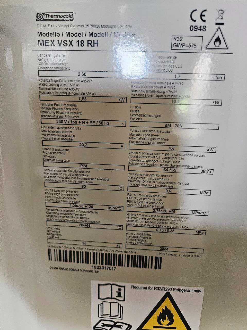 Pompa ciepła Thermocold MEX VSX 18 RH • NOWA • R32 • 10,1 kW • 2023