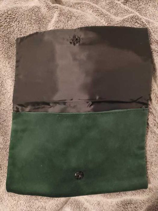 Nowa kopertówka butelkowa zieleń folkbowy wzór, kwiaty